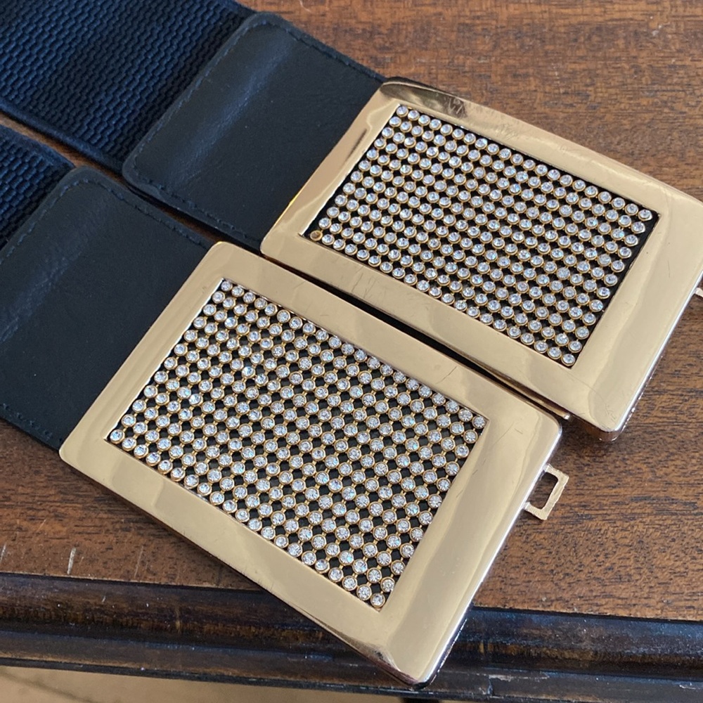 Black stretchy Belt with Bling buckle